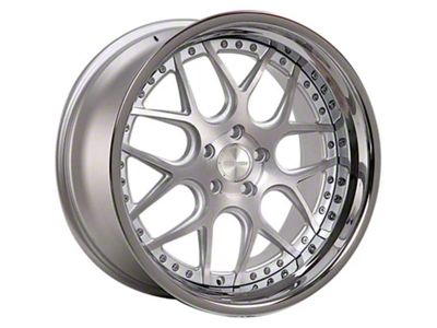 Rennen CSL-2 Silver Brushed with Chrome Step Lip Wheel; 20x8.5; 35mm Offset (15-23 Mustang GT, EcoBoost, V6)